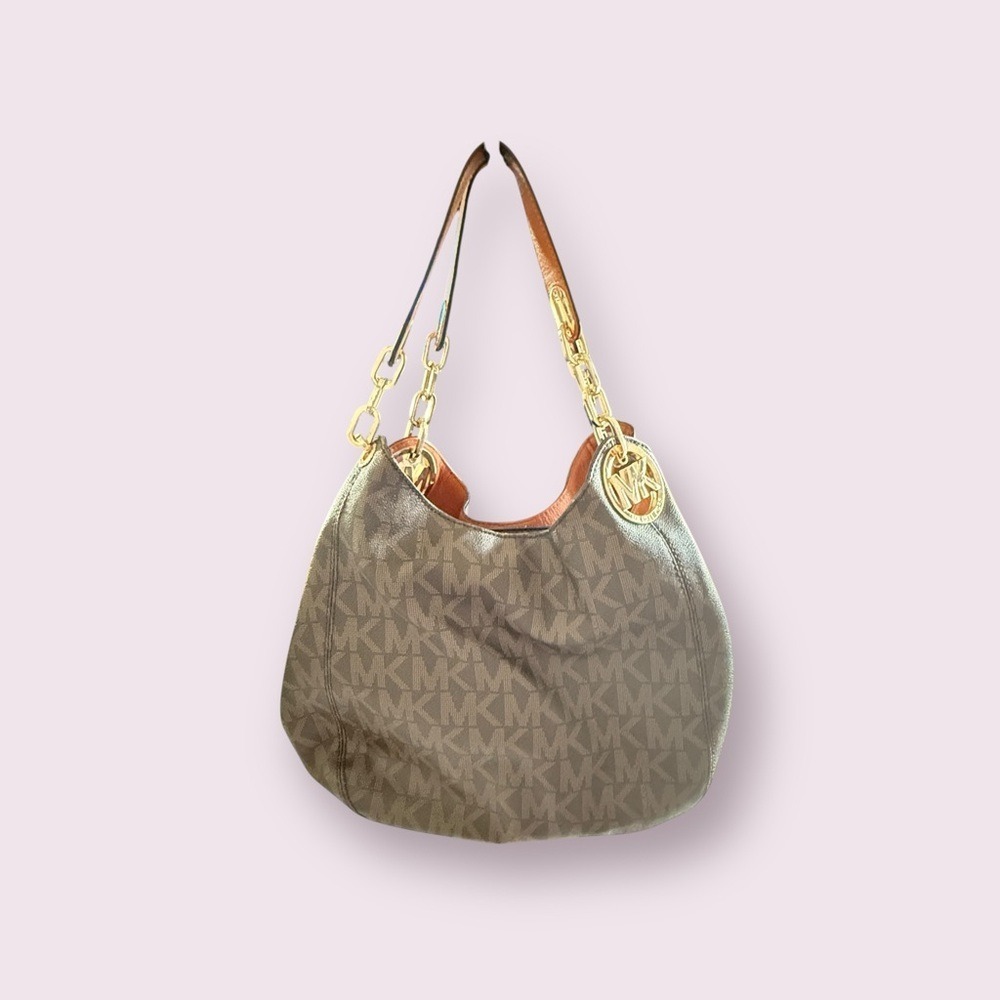 Michael Kors Fulton Large Leather Shoulder Bag‎ Signature Monogram Logo